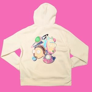 Rick and Morty White Hoodie Size L